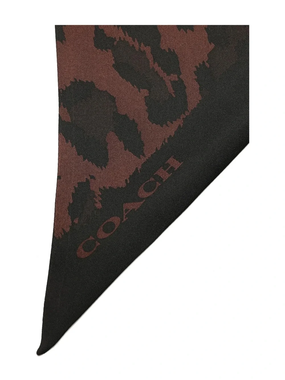 New Coach Leopard Print Wide Silk Skinny Scarf in Brown and Black - Picture 4 of 6